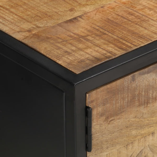 vidaXL Meuble TV avec porte sculptée 130x30x40 cm Bois de manguier brut