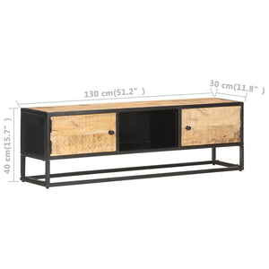 vidaXL Meuble TV avec porte sculptée 130x30x40 cm Bois de manguier brut