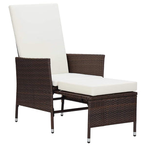 Garten-Liegestuhl mit Auflagen Poly Rattan Braun