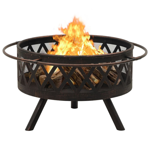 Rustikale Feuerstelle mit Schürhaken 76 cm XXL Stahl
