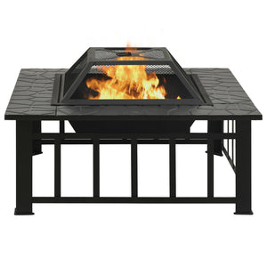 Garten Feuerstelle mit Schürhaken 81x81x47 cm XXL Stahl