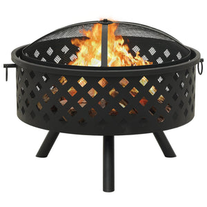 Feuerstelle mit Schürhaken 68 cm XXL Stahl