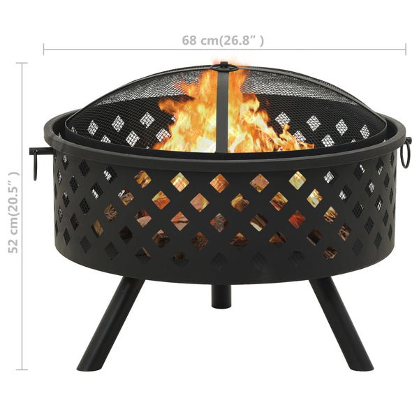 Feuerstelle mit Schürhaken 68 cm XXL Stahl