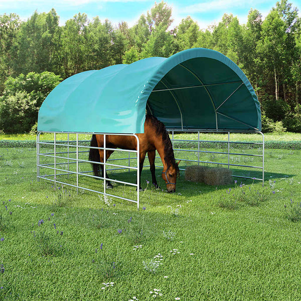 vidaXL Abri de pâturage en PVC 3,7x3,7 m Vert