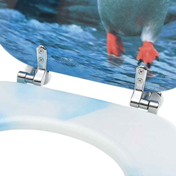Toilettensitze mit Deckel 2 Stk. MDF Pinguin-Design