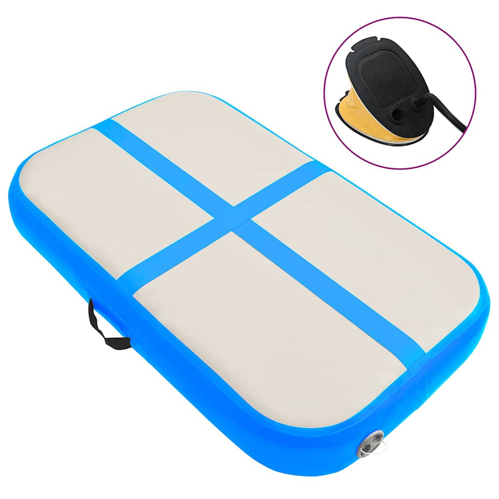Aufblasbare Gymnastikmatte mit Pumpe 60x100x10 cm Blau