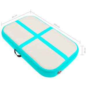 Aufblasbare Gymnastikmatte mit Pumpe Grün 60x100x10 cm