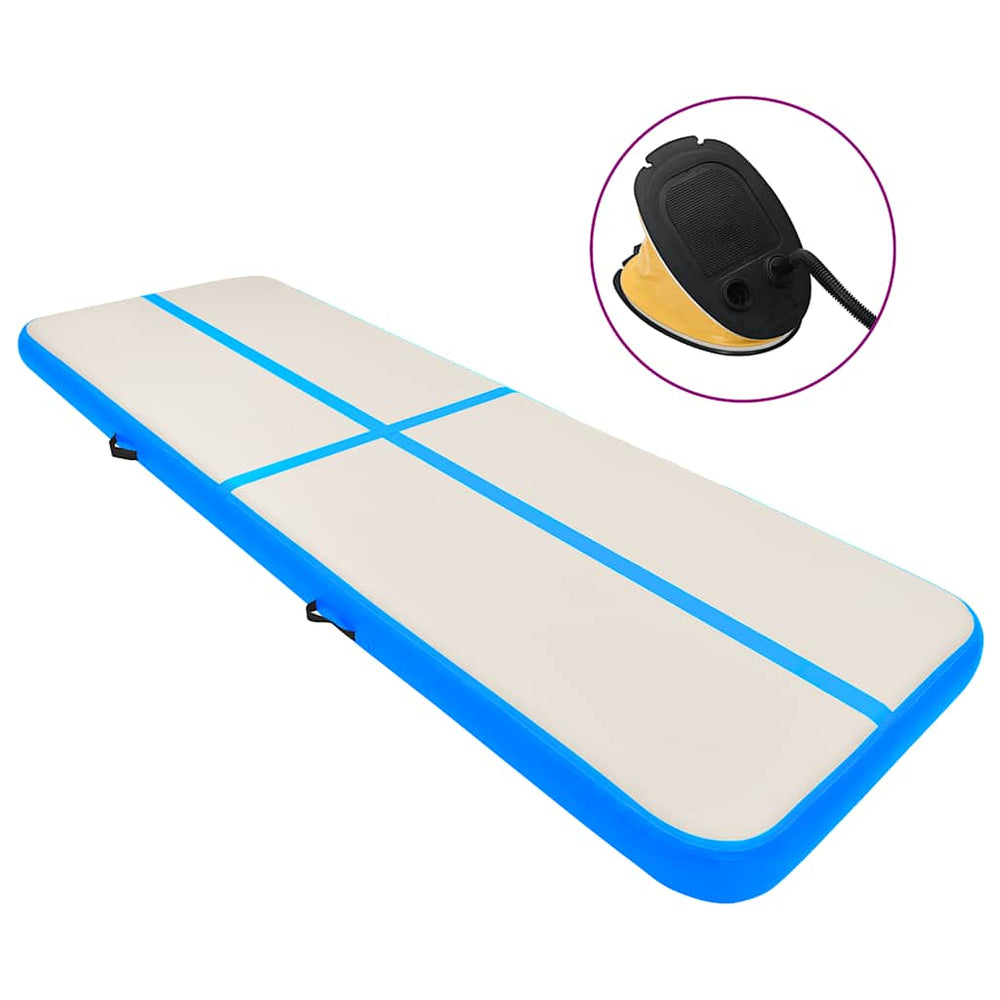 Aufblasbare Gymnastikmatte mit Pumpe 300x100x15 cm Blau