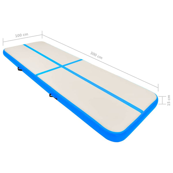 Aufblasbare Gymnastikmatte mit Pumpe 300x100x15 cm Blau