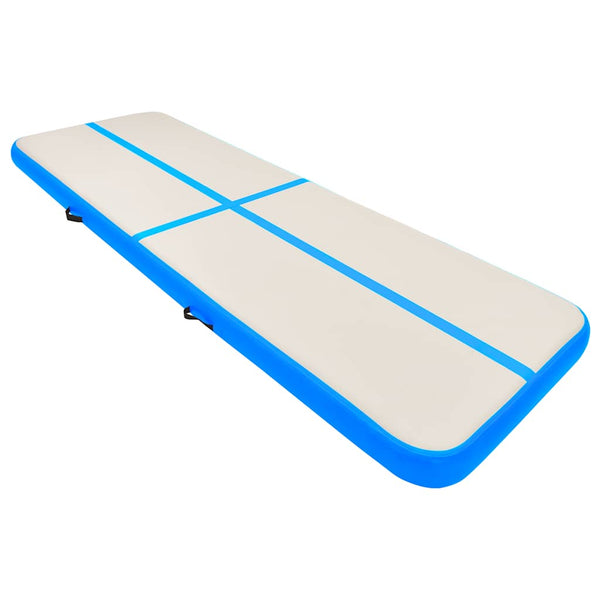 Aufblasbare Gymnastikmatte mit Pumpe 400x100x15 cm Blau