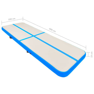 Aufblasbare Gymnastikmatte mit Pumpe 400x100x15 cm Blau