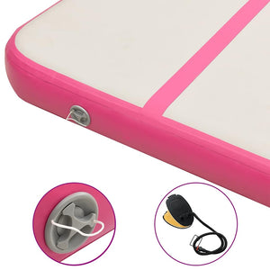 Aufblasbare Gymnastikmatte mit Pumpe - 500x100x15cm Rosa