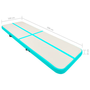 Aufblasbare Gymnastikmatte mit Pumpe Grün 500x100x15 cm