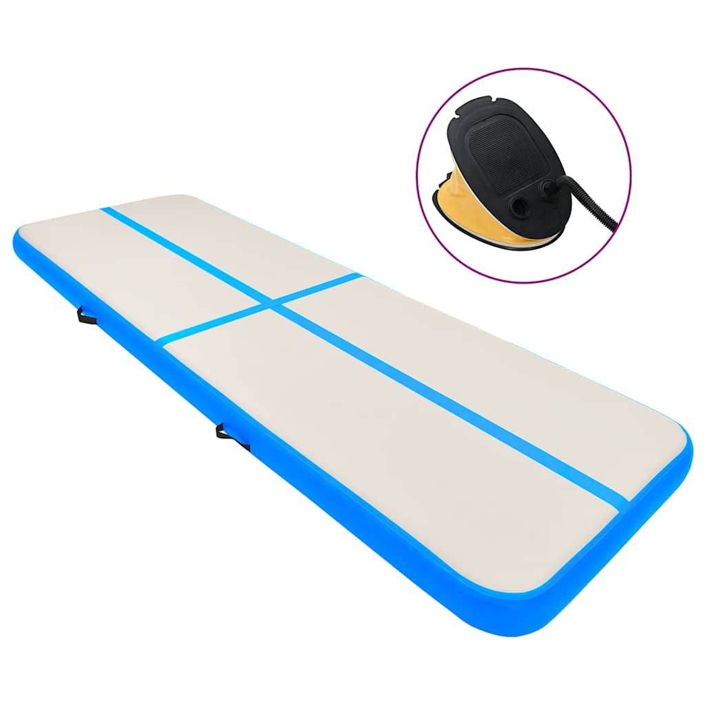 Aufblasbare Gymnastikmatte mit Pumpe 800x100x15 cm Blau