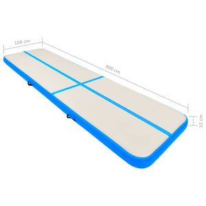 Aufblasbare Gymnastikmatte mit Pumpe 800x100x15 cm Blau