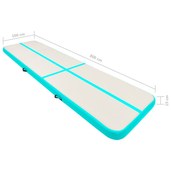 Aufblasbare Gymnastikmatte mit Pumpe 800x100x15 cm Grün
