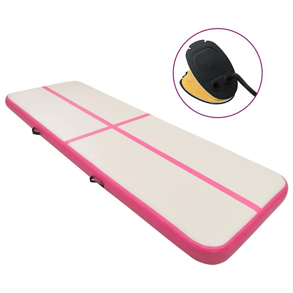Aufblasbare Gymnastikmatte mit Pumpe 300x100x20cm Rosa