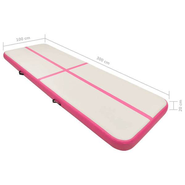 Aufblasbare Gymnastikmatte mit Pumpe 300x100x20cm Rosa