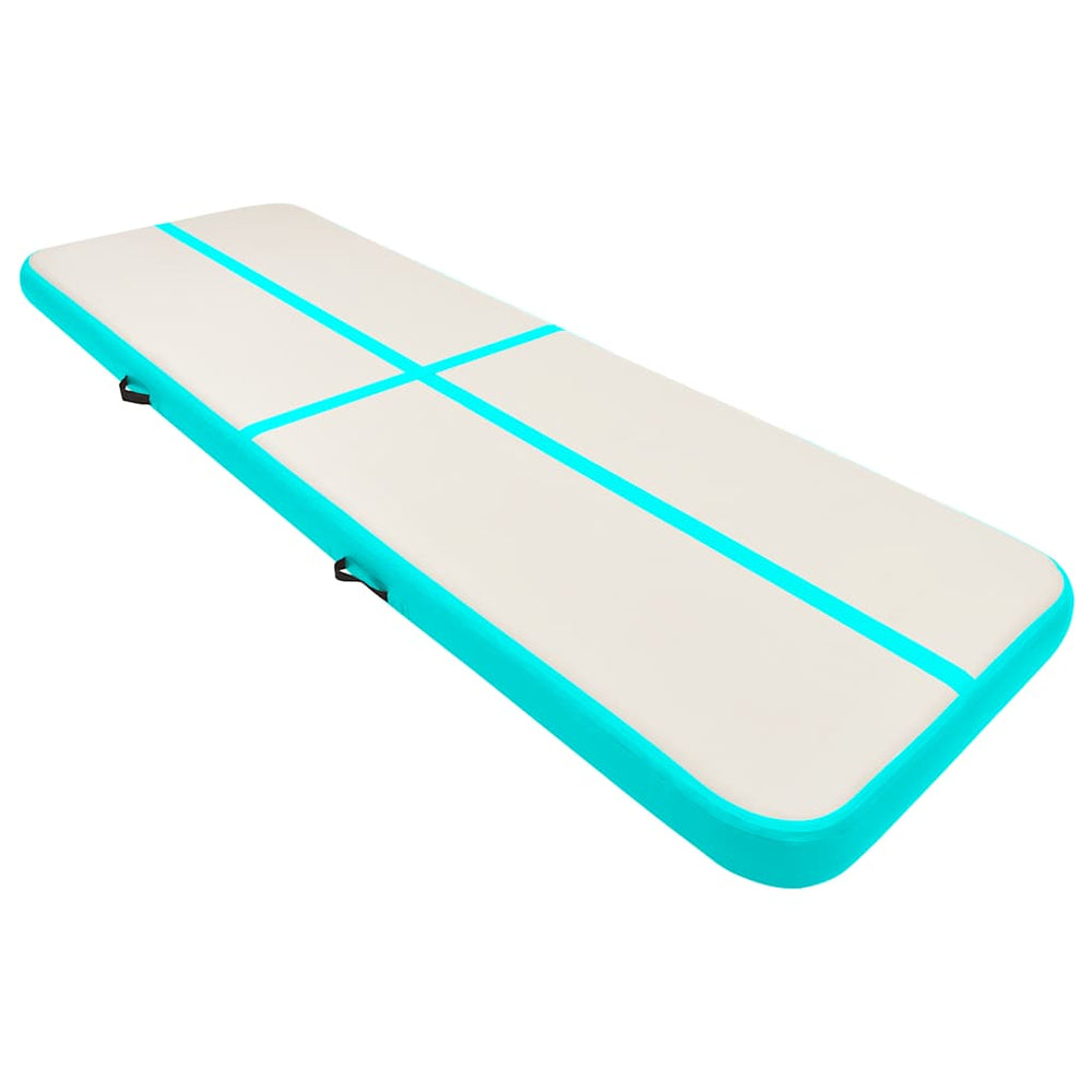 Aufblasbare Gymnastikmatte mit Pumpe 400x100x20 cm Grün