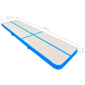 Aufblasbare Gymnastikmatte mit Pumpe 700x100x20 cm Blau