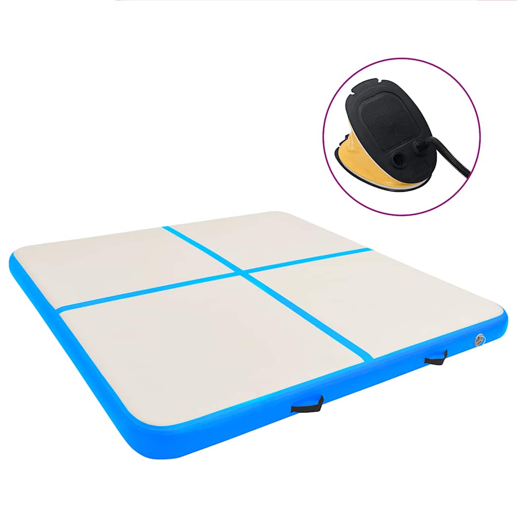 Aufblasbare Gymnastikmatte mit Pumpe 200x200 Blau