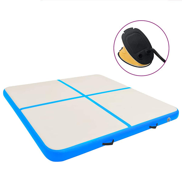 Aufblasbare Gymnastikmatte mit Pumpe 200x200 Blau