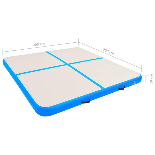Aufblasbare Gymnastikmatte mit Pumpe 200x200 Blau