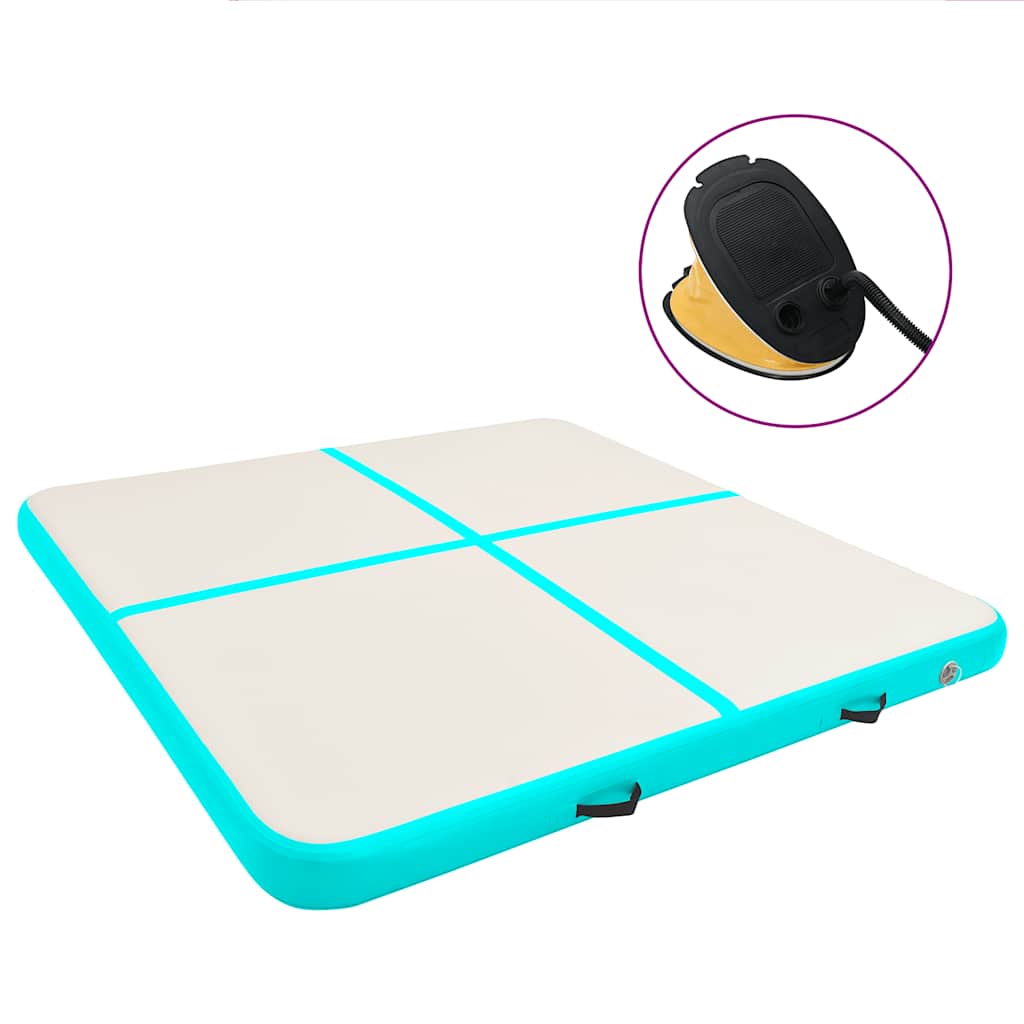 Aufblasbare Gymnastikmatte mit Pumpe 200x200 Grün