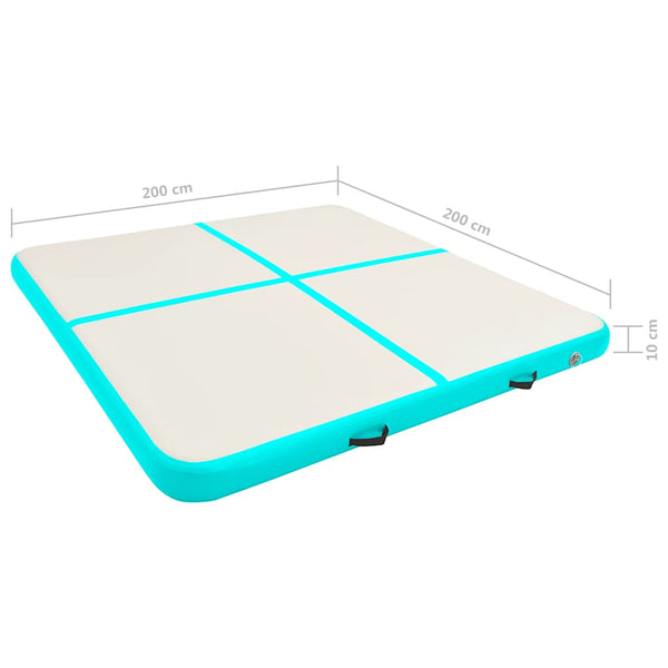 Aufblasbare Gymnastikmatte mit Pumpe 200x200 Grün