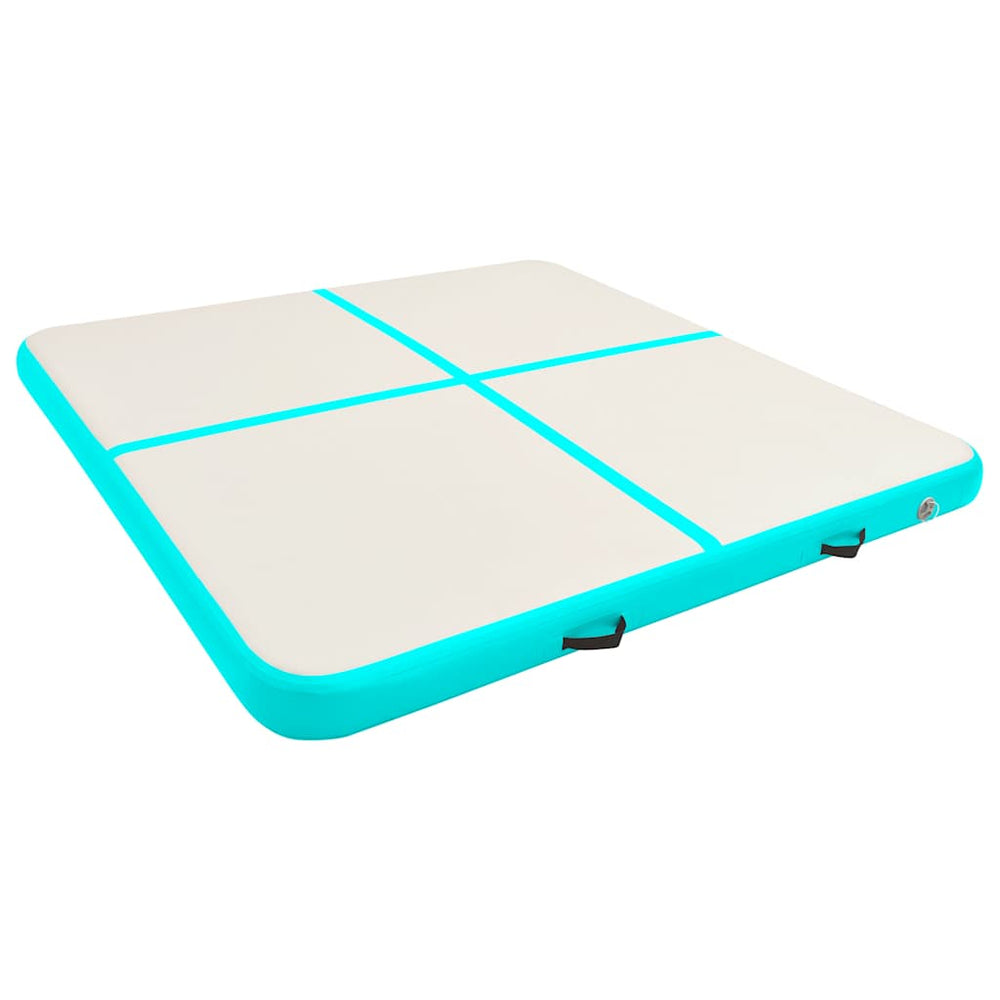 Aufblasbare Gymnastikmatte mit Pumpe Grün 200x200x15 cm