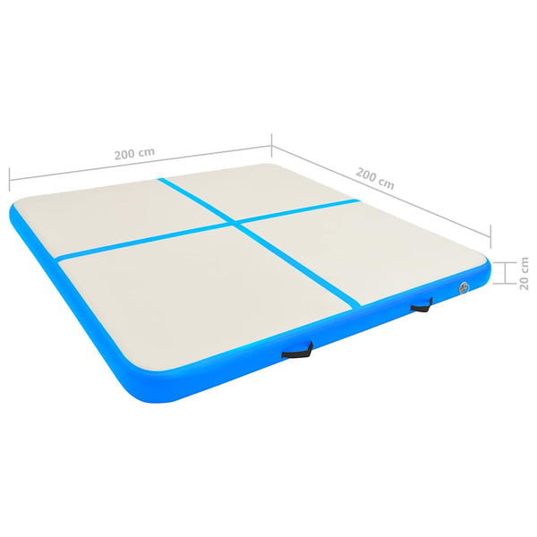 Aufblasbare Gymnastikmatte mit Pumpe 200x200 Blau
