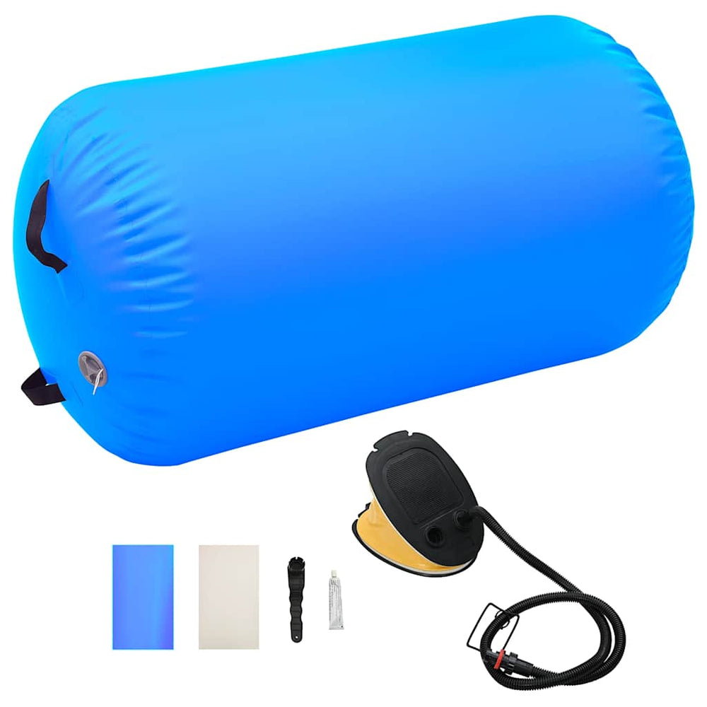 vidaXL Inflatable Gymnastics Air Roll with Pump 100x60 cm PVC Blue