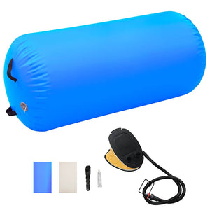 Aufblasbare Gymnastikrolle mit Pumpe Blau 120x75 cm