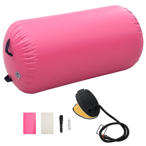 Aufblasbare Gymnastikrolle mit Pumpe - 120x90cm Pink