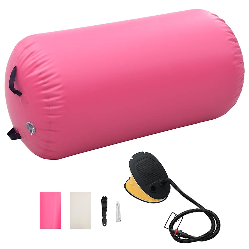 Aufblasbare Gymnastikrolle mit Pumpe - 120x90cm Pink