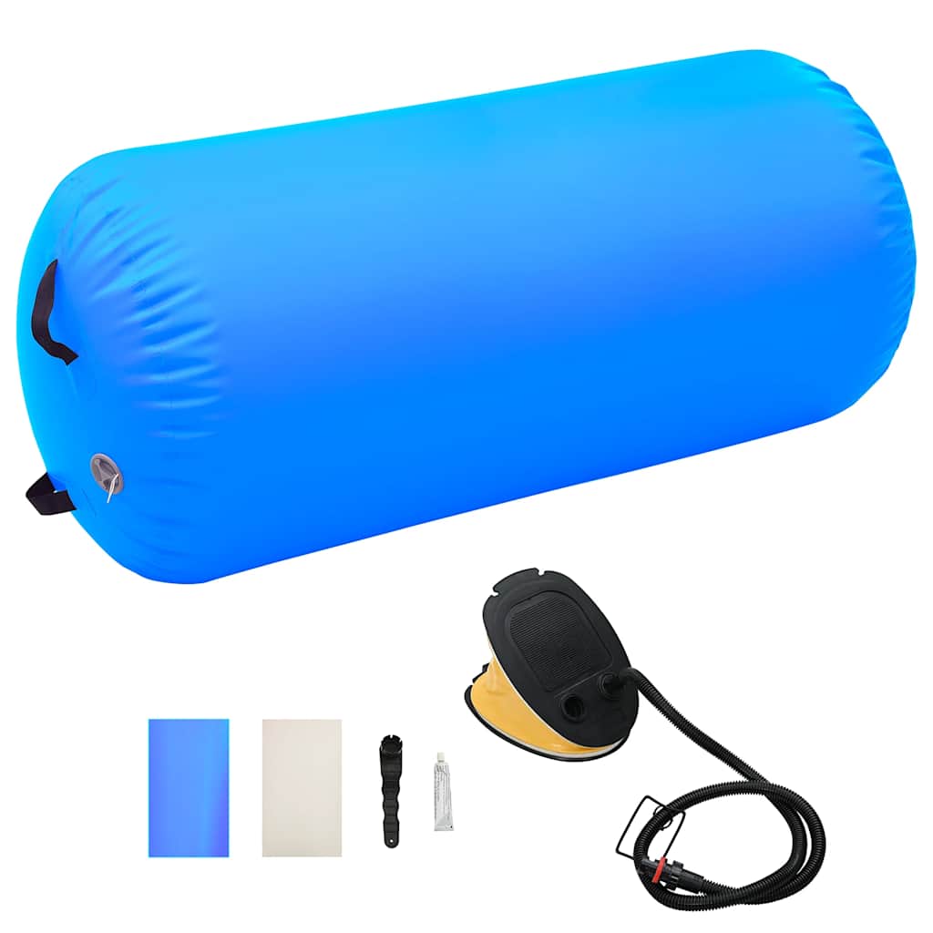Aufblasbare Gymnastikrolle mit Pumpe 120x90 cm Blau