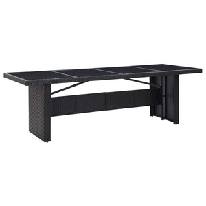 Gartentisch Schwarz 240x90x74 cm Poly-Rattan und Glas