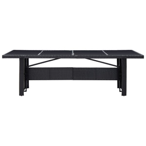 Gartentisch Schwarz 240x90x74 cm Poly-Rattan und Glas