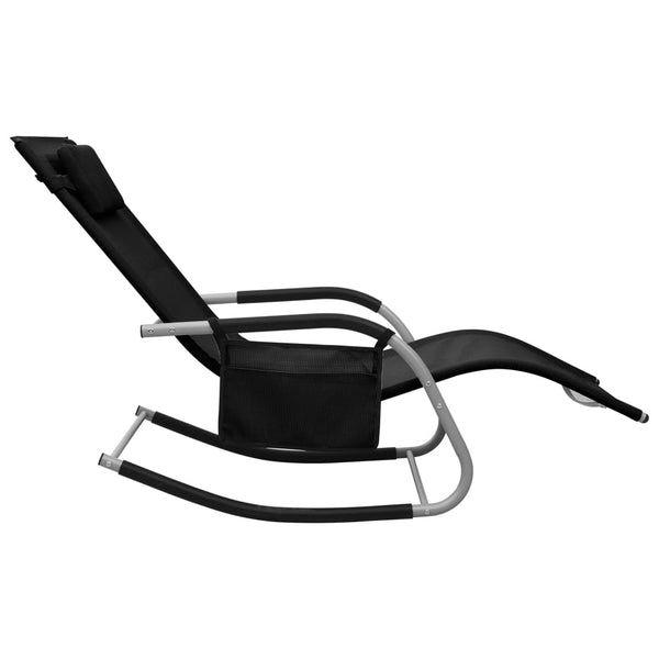 Sonnenliegen 2 Stk. Textilene Schwarz und Grau
