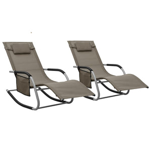 Sonnenliegen 2 Stk. Textilene Taupe und Grau