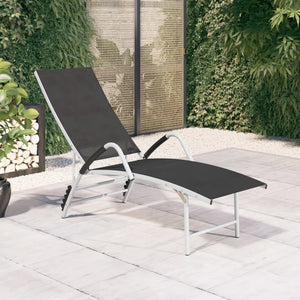 Sonnenliege Textilene und Aluminium Schwarz