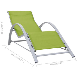 Sonnenliegen 2 Stk. mit Tisch Aluminium Grün