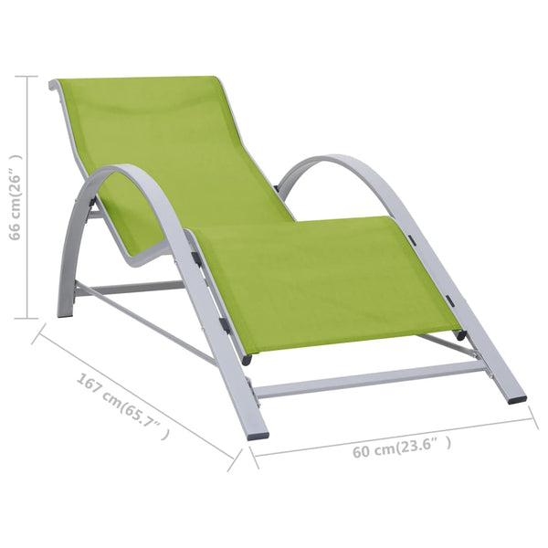 Sonnenliegen 2 Stk. mit Tisch Aluminium Grün