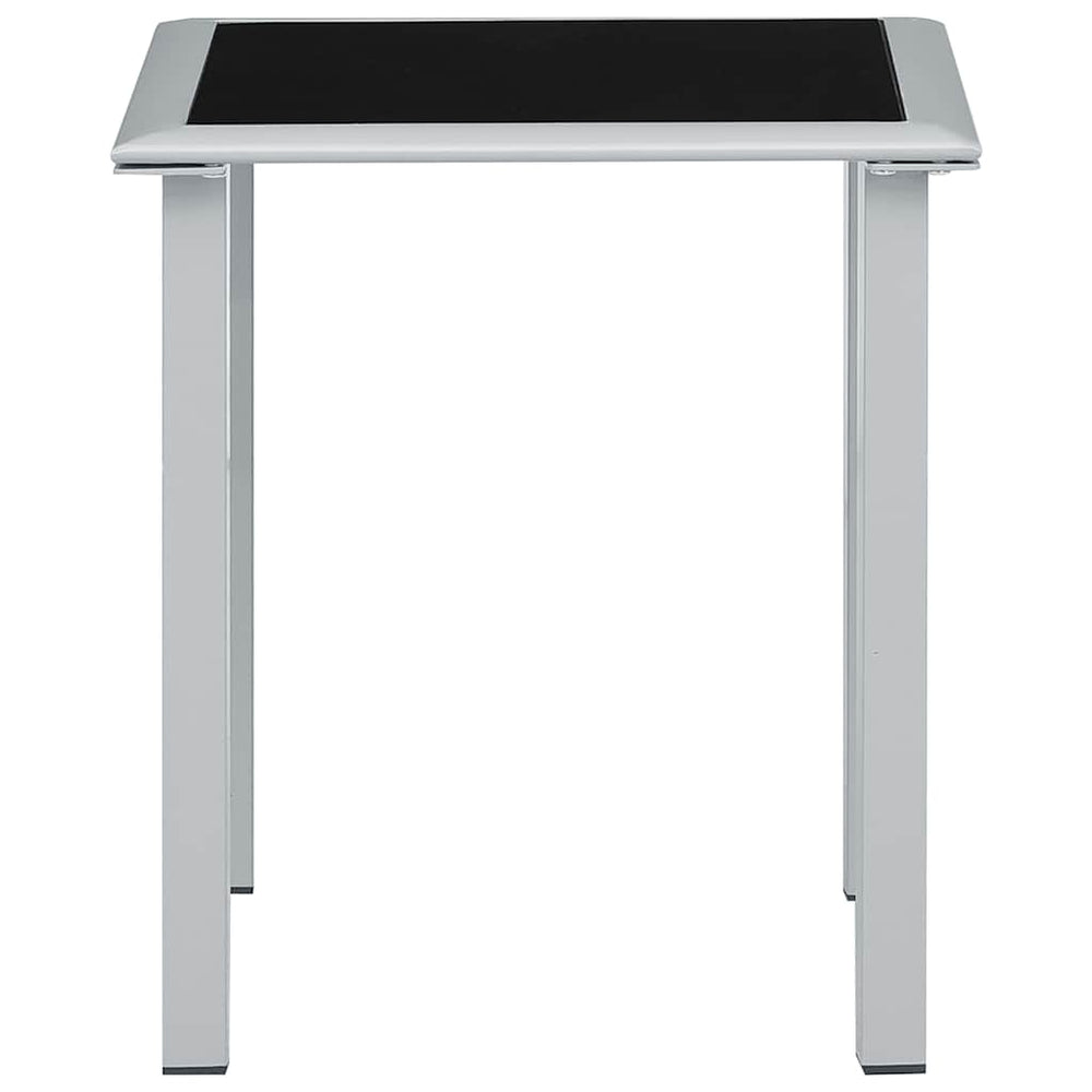 Gartentisch Schwarz und Silbern 41x41x45 cm Stahl und Glas