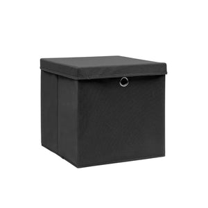 Aufbewahrungsboxen mit Deckel, 4er Set, Schwarz