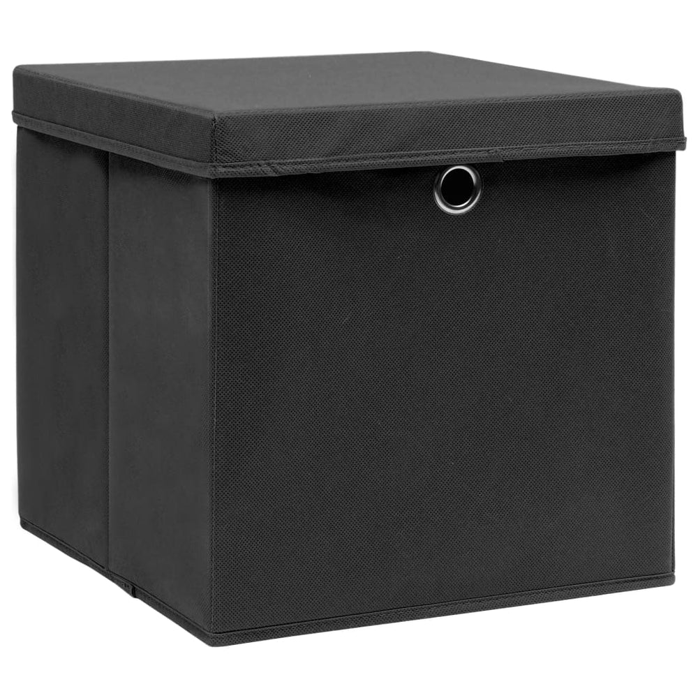 Aufbewahrungsboxen mit Deckel Schwarz 28x28x28cm, 10er-Set