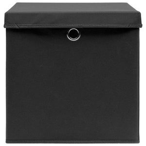 Aufbewahrungsboxen mit Deckel Schwarz 28x28x28cm, 10er-Set