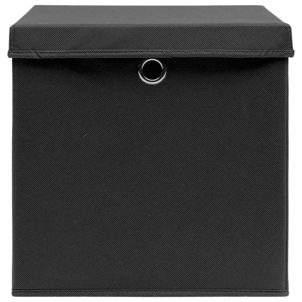 Aufbewahrungsboxen mit Deckel Schwarz 28x28x28cm, 10er-Set
