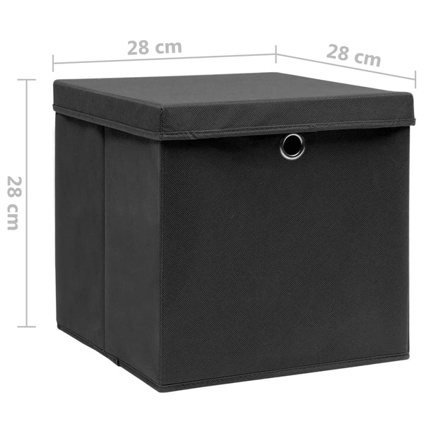 Aufbewahrungsboxen mit Deckel Schwarz 28x28x28cm, 10er-Set