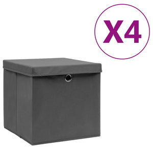 Aufbewahrungsboxen mit Deckel Grau 4er Set